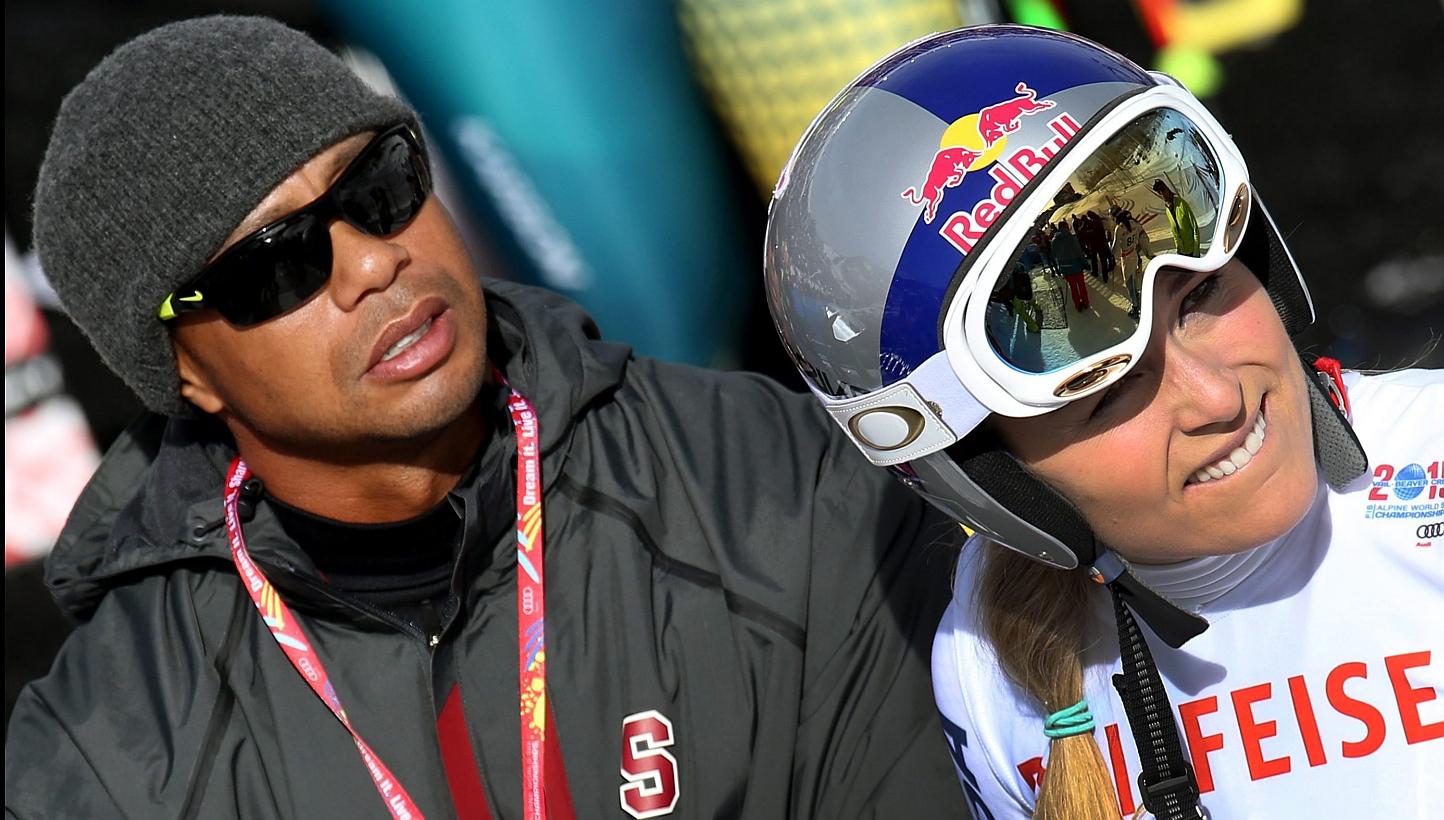 Lindsey Vonn of USA and her boyfriend at the timeTiger Woods after the womens giant slalom at the Alpine Skiing World Championships in Vail, Colorado in February. Vonn and Woods have ended their relationship according to media. -- PHOTO: EPA