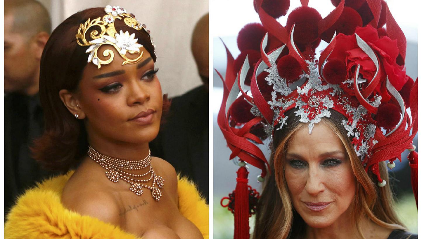 Among the A-listers who turned up at The Metropolitan Museum of Art on Monday, Rihanna (left) and Sarah Jessica Parker (right) generated the most buzz online. -- PHOTOS:&nbsp;REUTERS, AFP