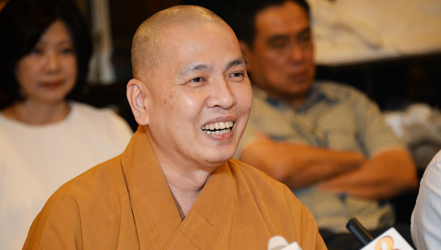 In a press conference on Tuesday - the first since his release from prison in September 2010 - Venerable Ming Yi also broke his silence on how he has been coping in the past few years. -- PHOTO: SHIN MIN