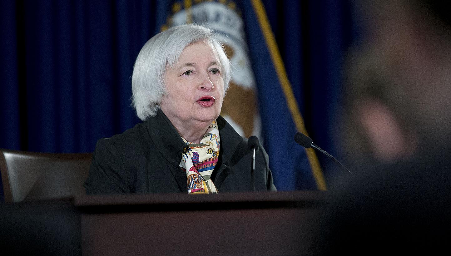 Janet Yellen, chair of the U.S. Federal Reserve, speaks during a news conference following a Federal Open Market Committee (FOMC) meeting in Washington, D.C., U.S., on March 18, 2015. -- PHOTO:BLOOMBERG&nbsp;