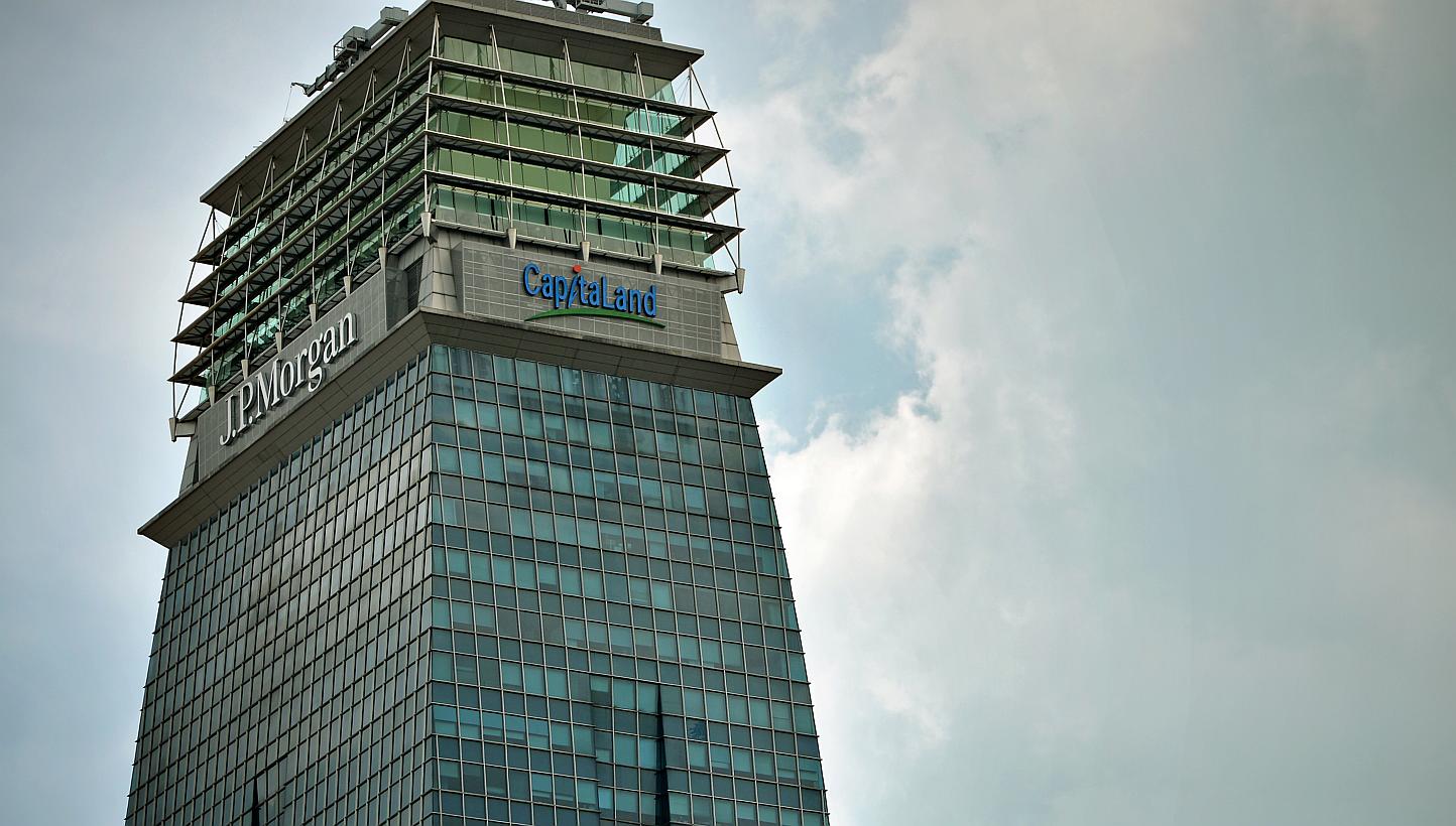 Capitaland building, together with the JP Morgan logo, located in the Central Business District. -- PHOTO: ST FILE