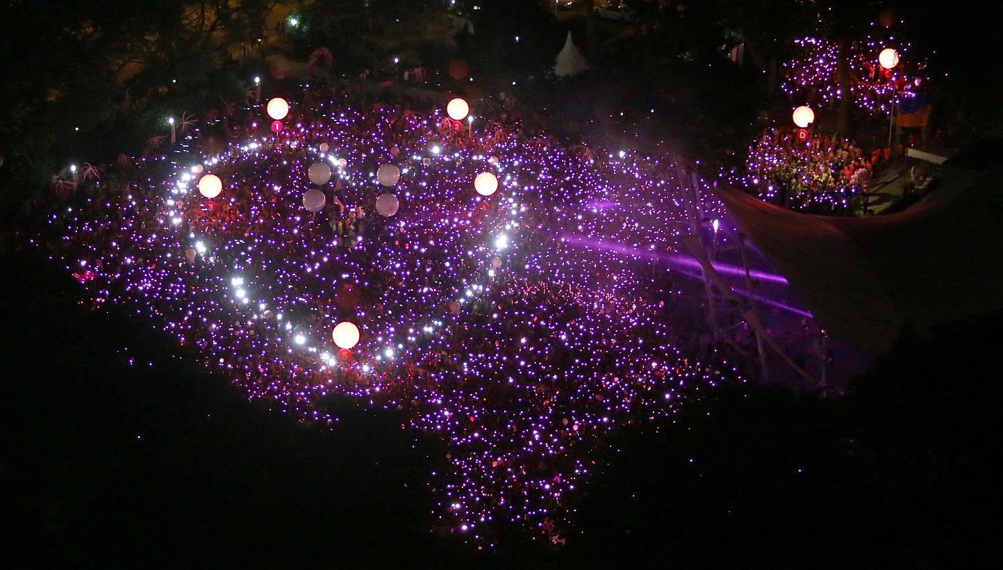 During last year's Pink Dot, all the participants came together to form a shimmering, giant pink dot with torches, mobile phones and light sticks, that included an outline of a heart in the centre. Pink Dot 2015 will take place on June 15 at Hong Lim