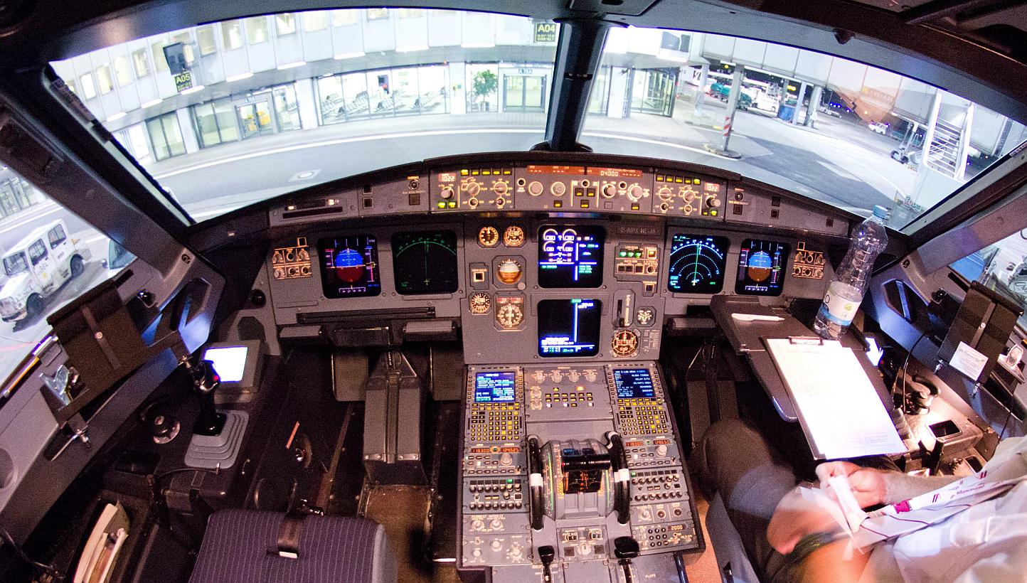 A file picture dated March 22, 2015 of the cockpit's interior of the crashed Germanwings A320 aircraft at the airport in Duesseldorf, Germany. The European Commission announced it had set up a special task force to review cockpit safety rules after t