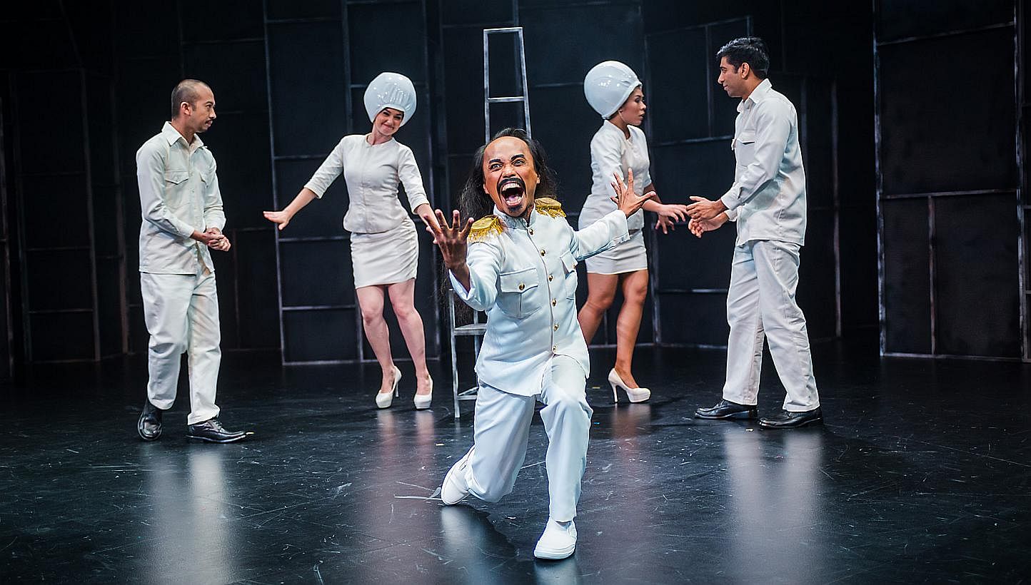 Cast of The Lady Of Soul And Her Ultimate 'S' Machine: (From left) Crispian Chan, Dominique De Marco, Gene Sha Rudyn, Shafiqhah Efandi, and Prem John. -- PHOTO: TUCKYS PHOTOGRAPHY
