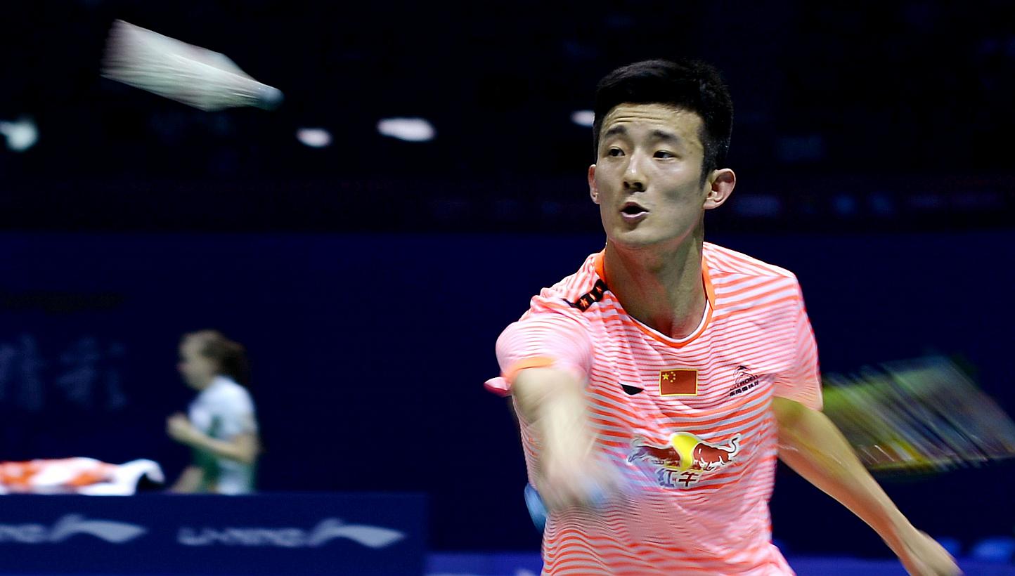 China's Chen Long returns the shuttlecock to Thailand's Boonsak Ponsana during their men's single match at the 2015 Sudirman Cup world badminton championships on May 12, 2015. -- PHOTO: AFP 