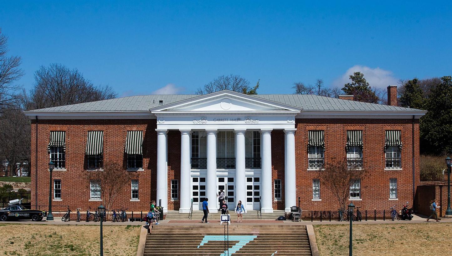 An exterior view of the University of Virginia's Garrett Hall in Charlottesville, Virginia on Mar 26. -- PHOTO: AFP