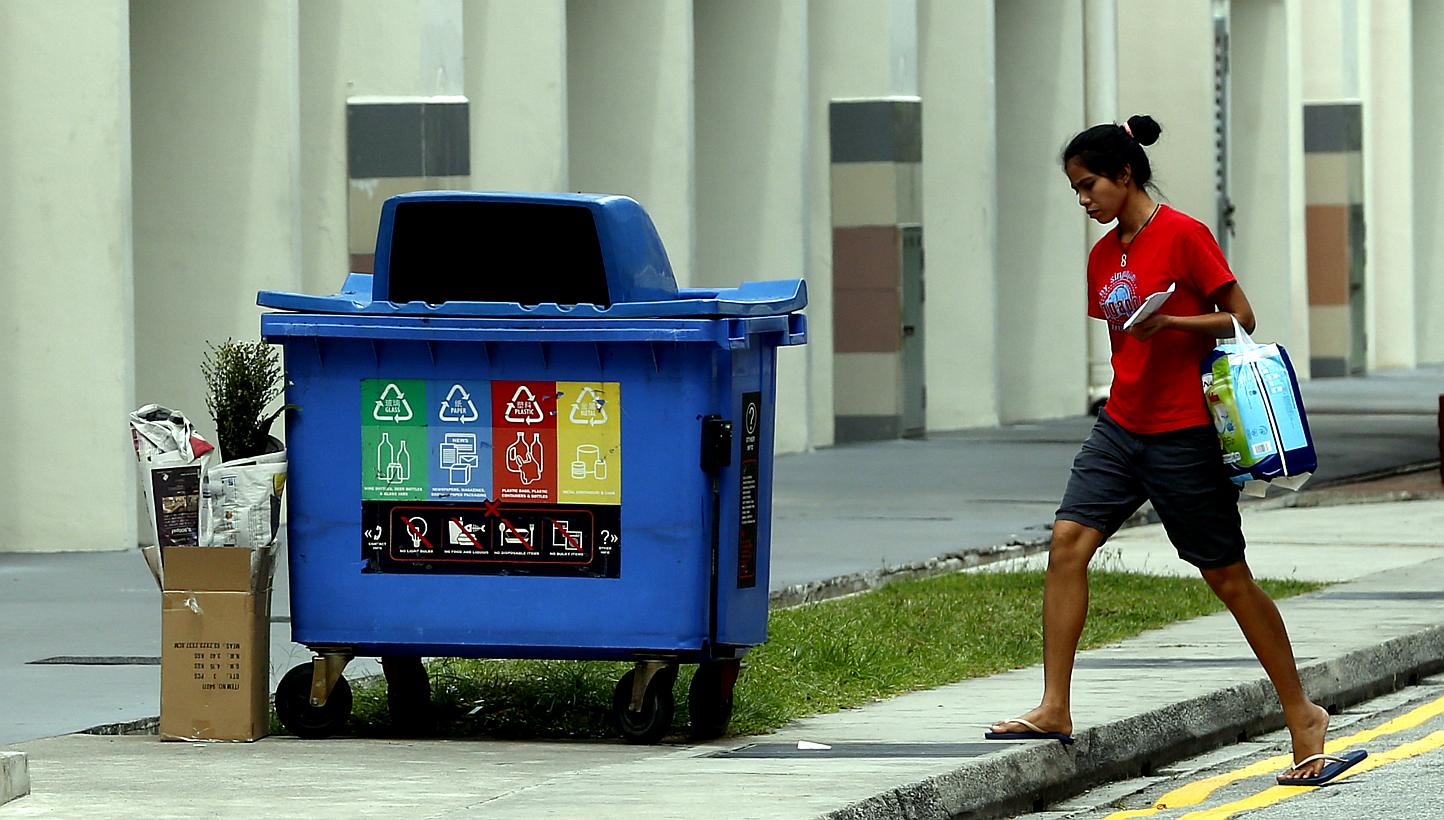 Besides starter kits for HDB households, NEA's tender also calls for void deck posters that direct residents to the nearest recycling bins. Singapore saw a 1 percentage point drop to 19 per cent in the domestic recycling rate last year. Industries ar