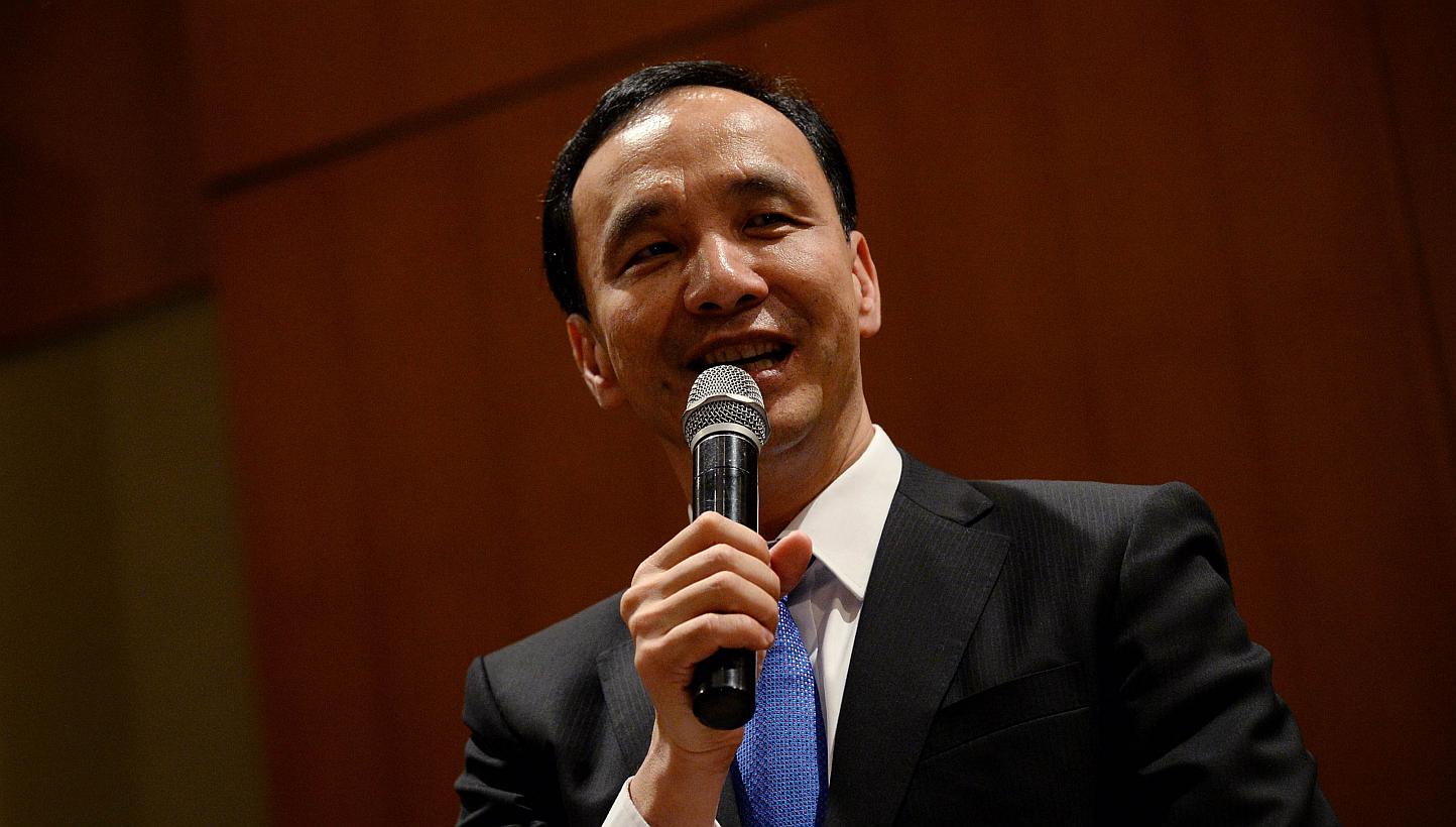 Eric Chu, chairman of Taiwan's ruling Kuomintang (KMT) party speaks during a press conference at a hotel in Beijing on May 4, 2015. -- PHOTO: REUTERS 