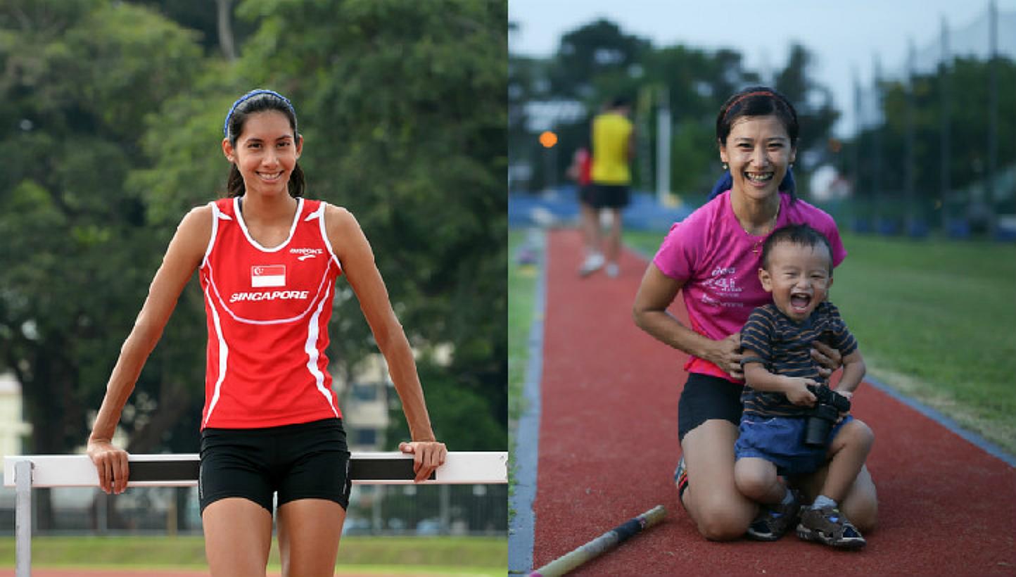 Hurdler Dipna Lim-Prasad(left) and Pole Vaulter Rachel Yang (right). -- PHOTOS: ST FILE 