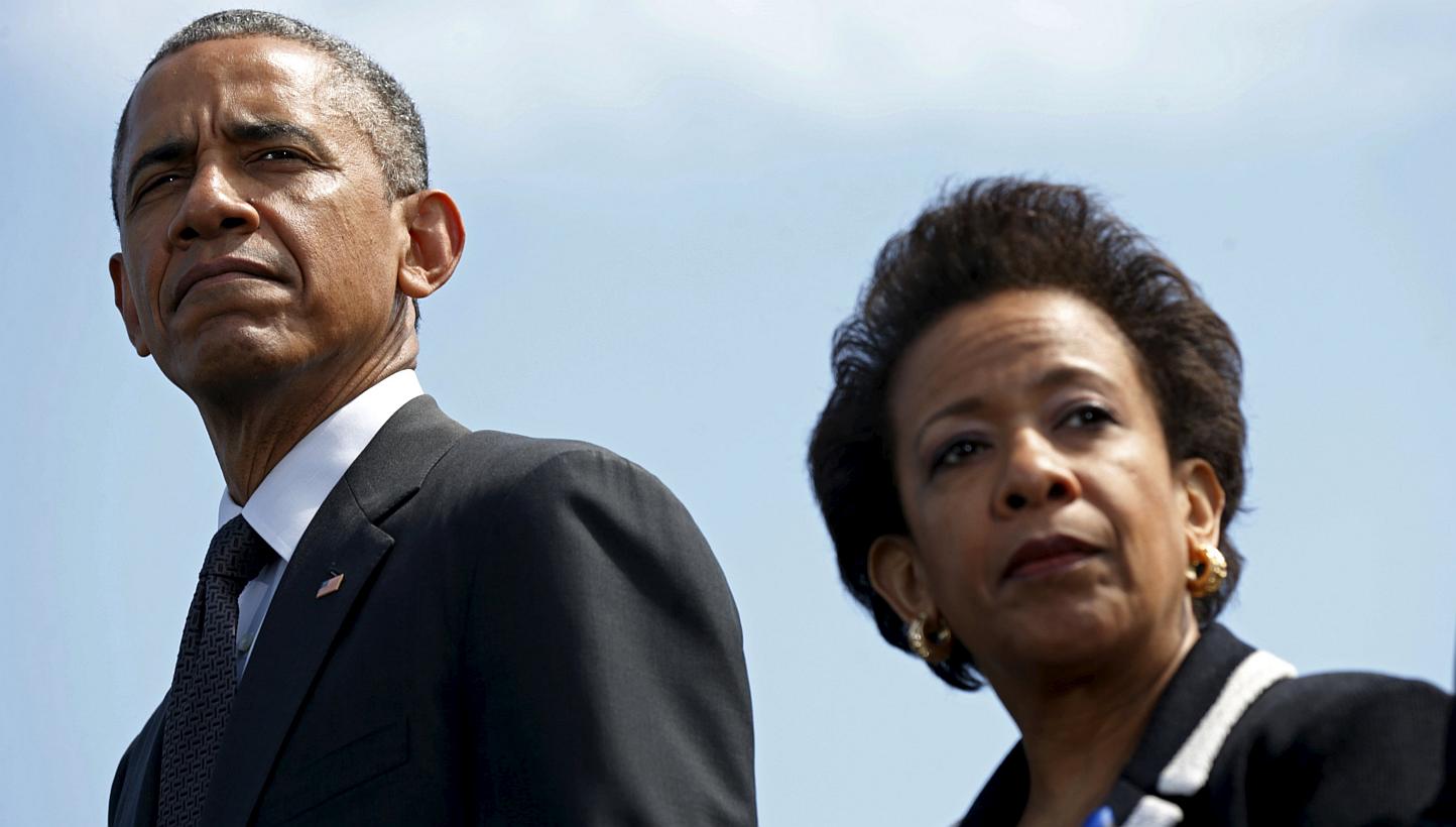 US President Barack Obama and US Attorney-General Loretta Lynch attend the 34th annual National Peace Officers' Memorial Service at the US Capitol in Washington on May 15, 2015. -- PHOTO: REUTERS