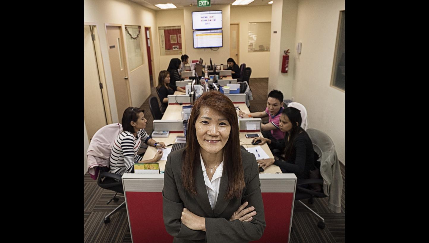 Ms Angel Ng oversees more than 50 employees, many of them ex-offenders, at Connect Centre. It trains former inmates to run its three call centres so they have a chance at holding down steady jobs and re-integrating into society.