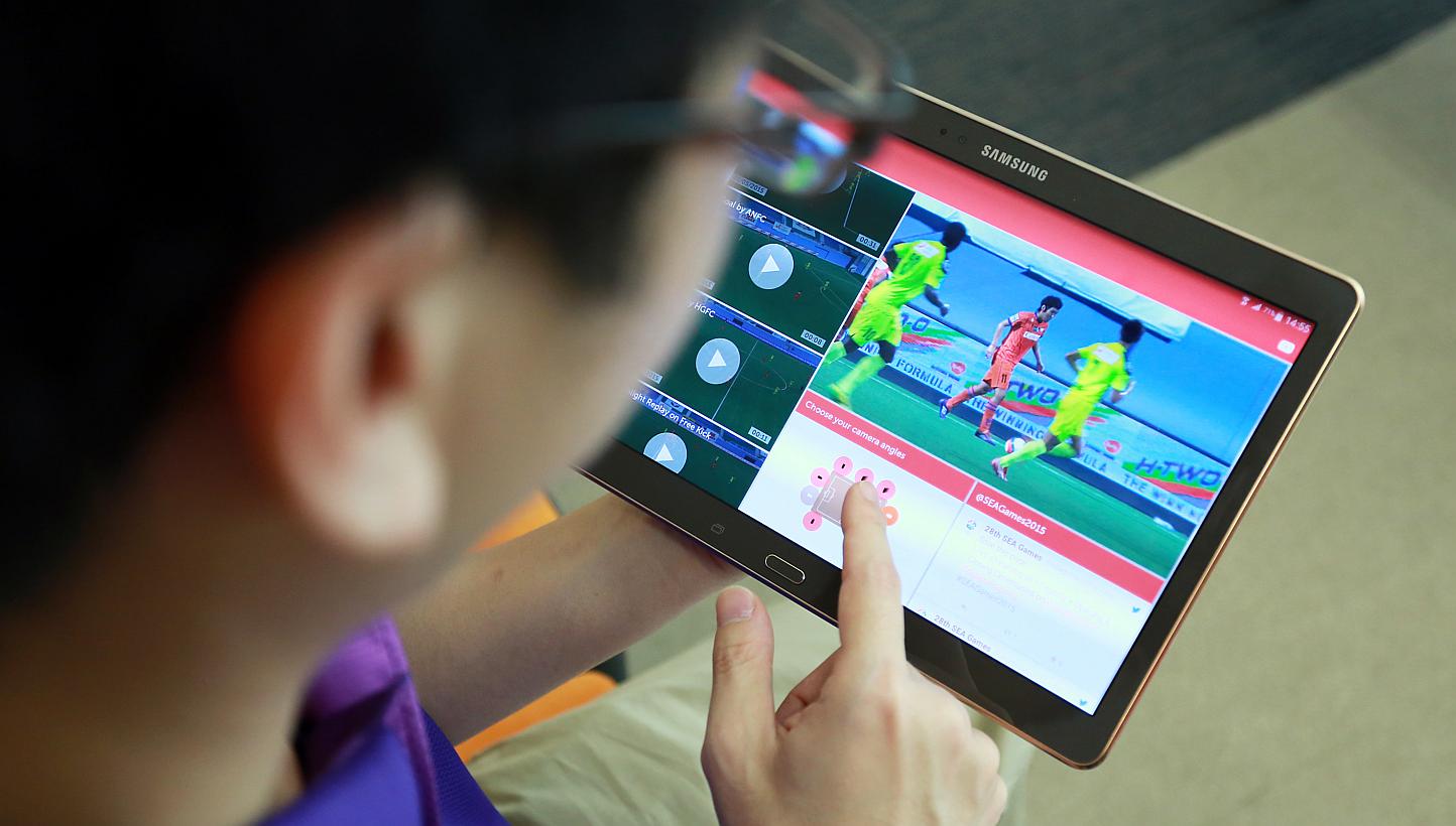 Sports fans will be able to catch the action at the Sea Games on a mobile phone/tablet app. The app will be available for free public download from May 25, 2015. -- ST PHOTO: DANIEL NEO