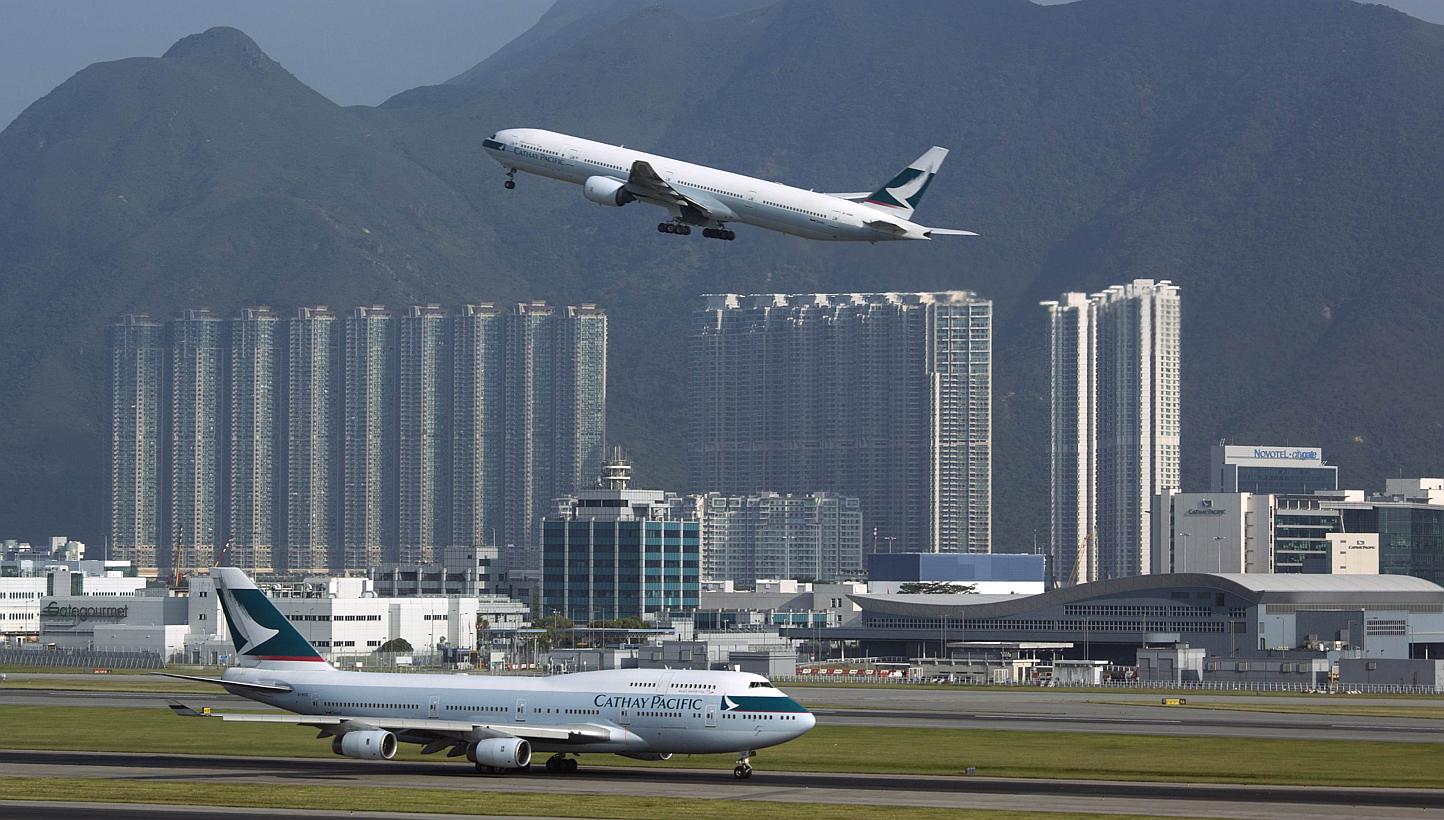 A Cathay Pacific Airways passenger plane takes off at the Hong Kong Airport in this Sept 11, 2013 file photo. The International Air Transport Association (Iata) said passenger terminals at several major airports in Asia, including those in Bangkok, H