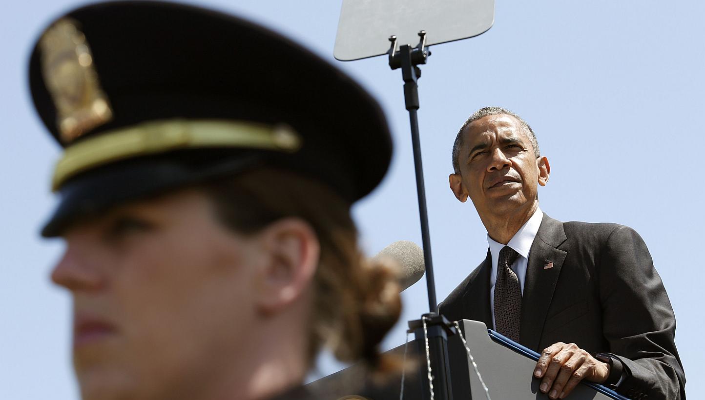 US President Barack Obama delivers remarks at the 34rd Annual National Peace Officers' Memorial Service on Capitol Hill in Washington, DC on May 15, 2015.&nbsp;Mr Obama plans to put in place new restrictions on the use of military equipment by police