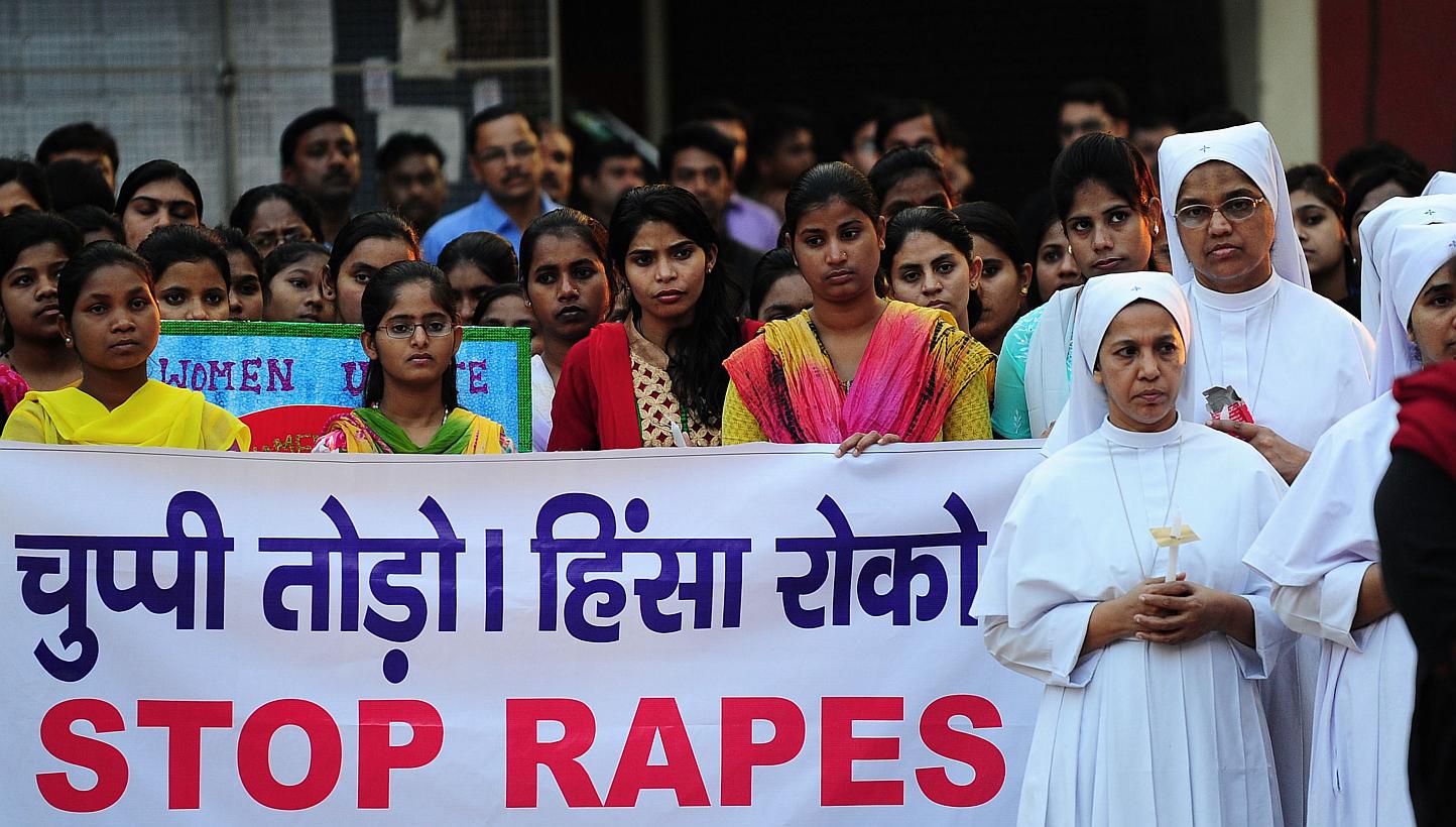 Participants in a peace rally and protest against the rape of a nun in Allahabad on March 16, 2015. -- PHOTO: AFP