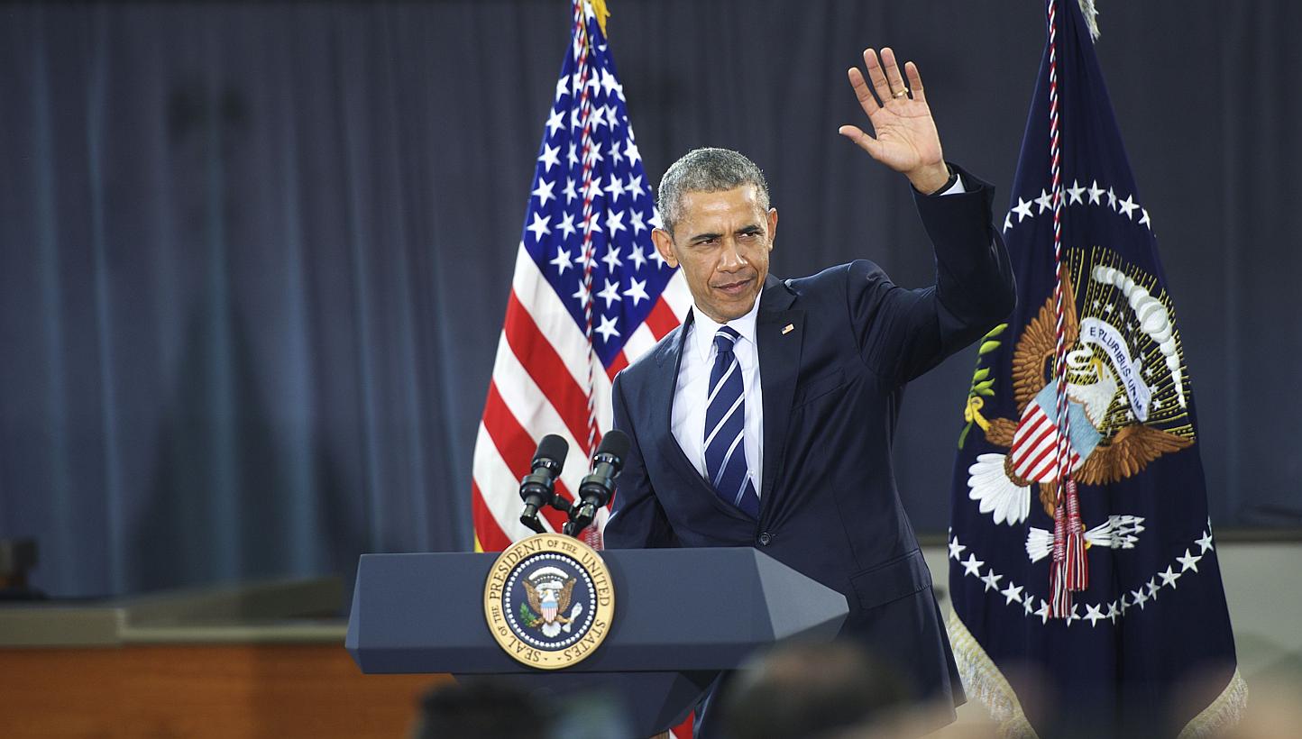 President Barack Obama waves before delivering a speech at the Salvation Army, Ray &amp; Joan Kroc Corps Community Centre on May 18, 2015, in Camden, New Jersey. -- PHOTO: AFP