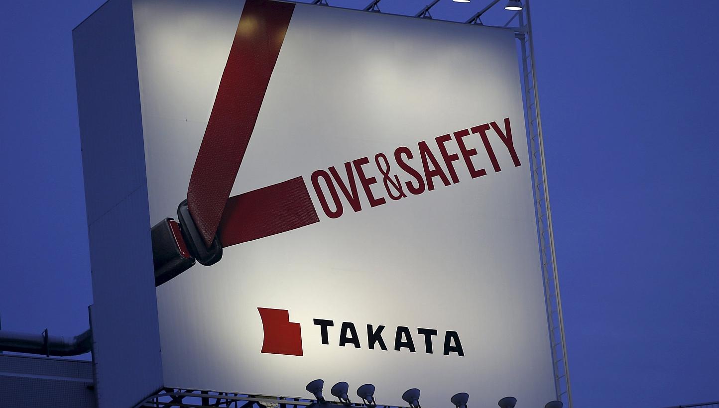 A billboard advertisement of Takata Corp is pictured in Tokyo in this September 17, 2014 file photo. -- PHOTO: REUTERS