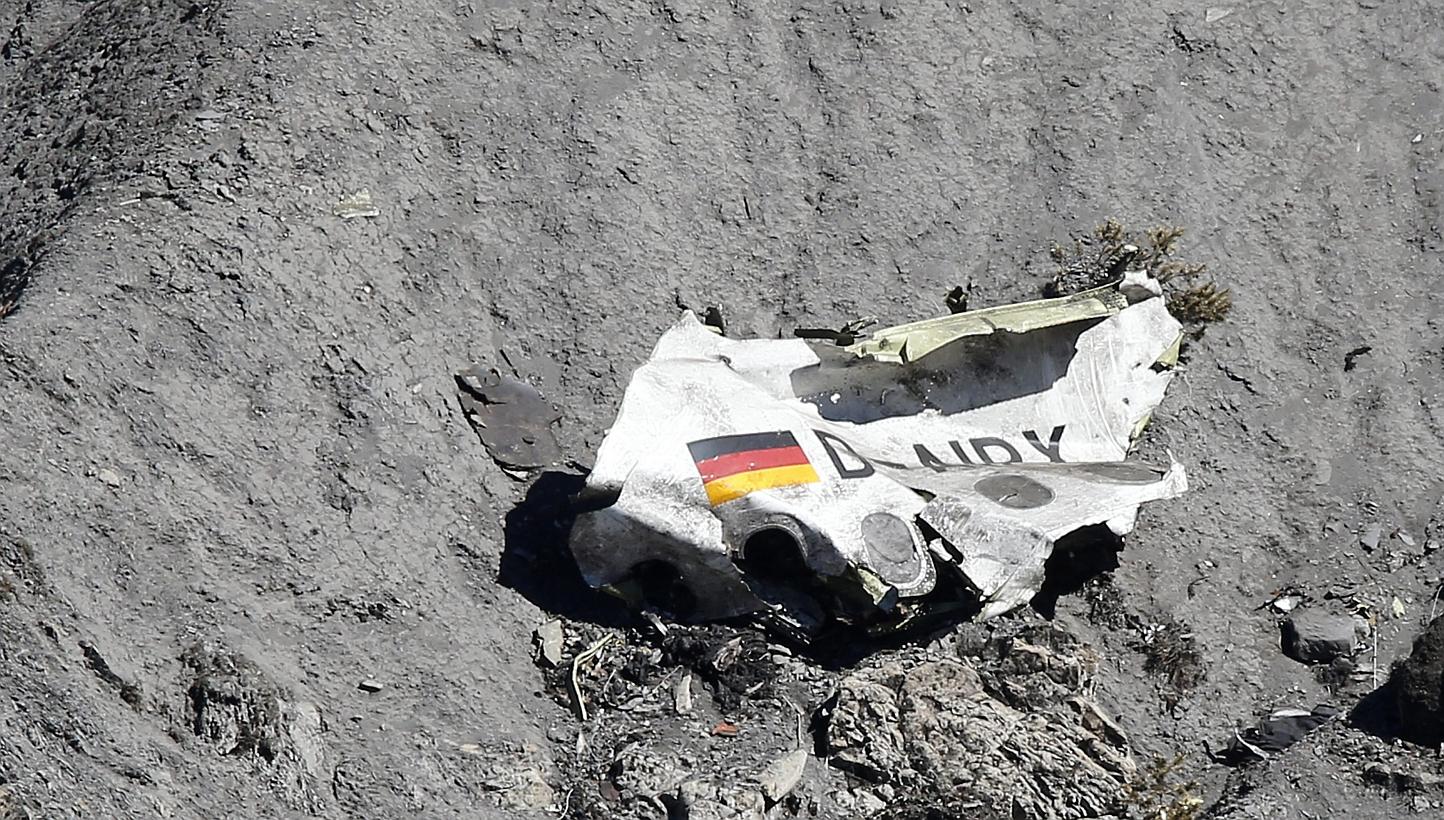 Debris from the Germanwings Airbus A320 that crashed in the French Alps. -- PHOTO:&nbsp;EPA