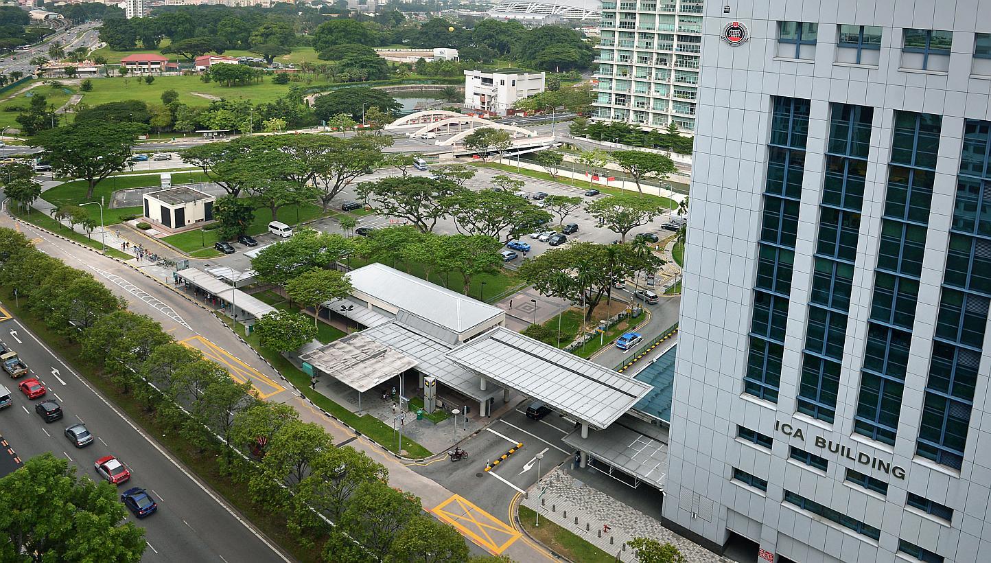 The Immigration and Checkpoints Authority is looking to more than double the size of its Kallang Road headquarters. It is proposing to erect a new building on the current site of an adjacent carpark by early 2021. -- ST PHOTO: KUA CHEE SIONG