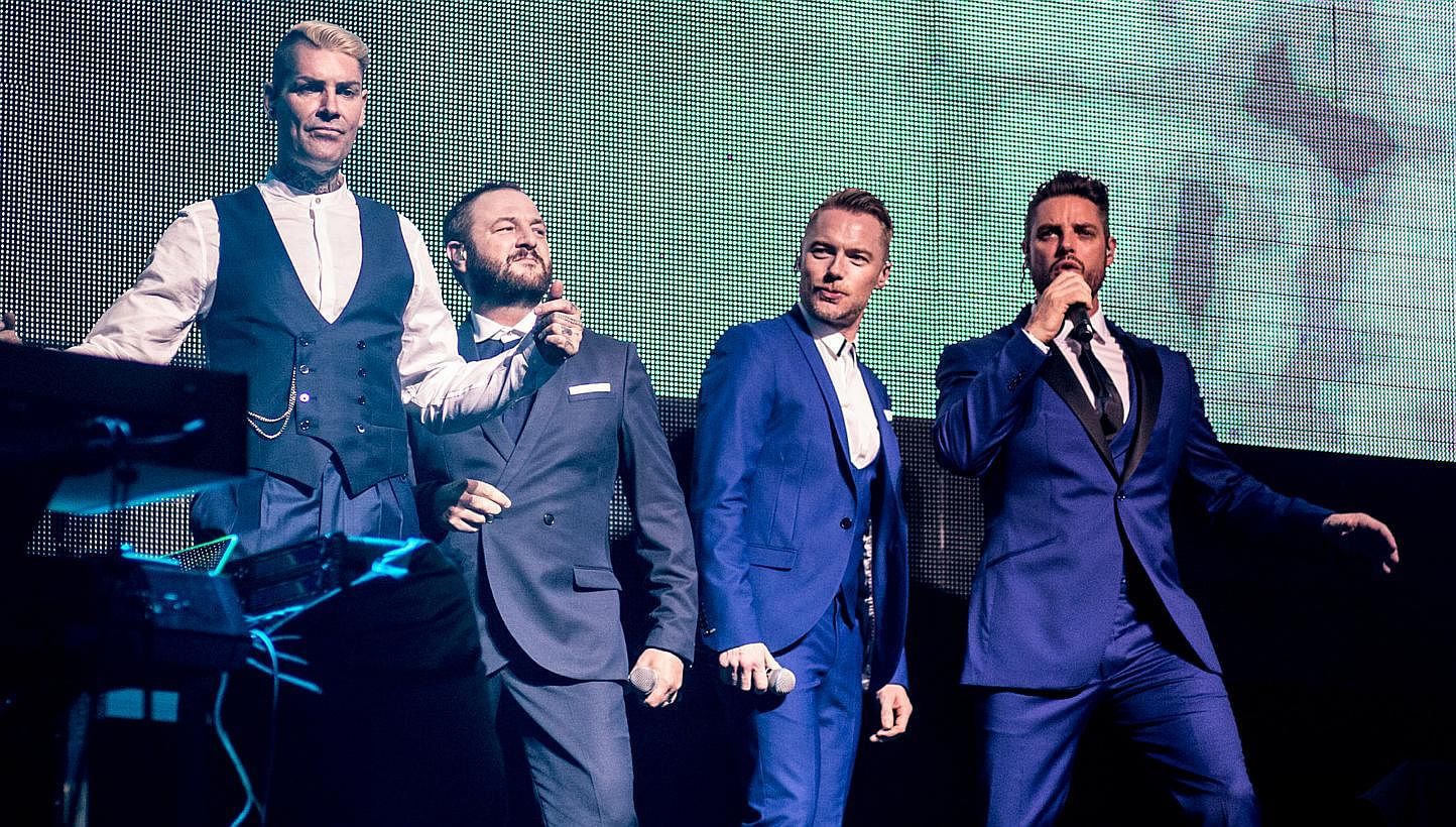 The Boyzone quartet of (from left) Shane Lynch, Michael Graham, Ronan Keating and Keith Duffy. -- PHOTO: MARCUS LIN&nbsp;