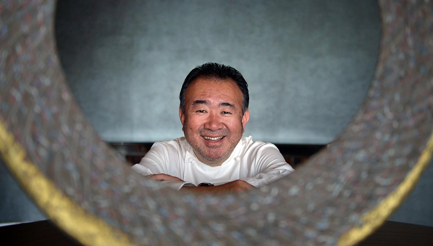 Tetsuya Wakuda, celebrated Japanese-born Sydney-based chef who is behind Waku Ghin at MBS and eponymous restaurant Tetsuya's in Sydney's Kent Street. Photographed on March 11, 2015. -- ST PHOTO: ALPHONSUS CHERN