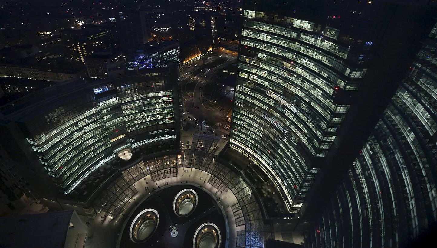 A panoramic view is seen from the Unicredit tower during sunset in Milan, northern Italy on March 2, 2015. Ukrainian security agents on Monday seized documents at the Kiev headquarters of Italy's UniCredit bank as part of a probe aimed at cutting off