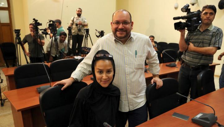 Washington Post Iranian-American journalist Jason Rezaian and his Iranian wife Yeganeh Salehi during a press conference in Teheran, Iran on September 10, 2013. -- PHOTO: EPA