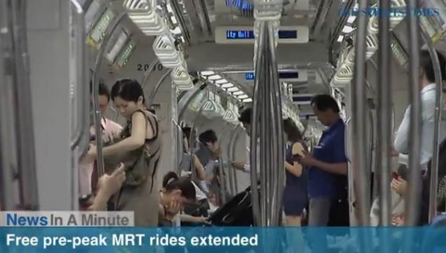 Commuters can continue to enjoy free MRT rides in the morning pre-peak period until June next year. --SCREENSHOT: RAZOR TV 