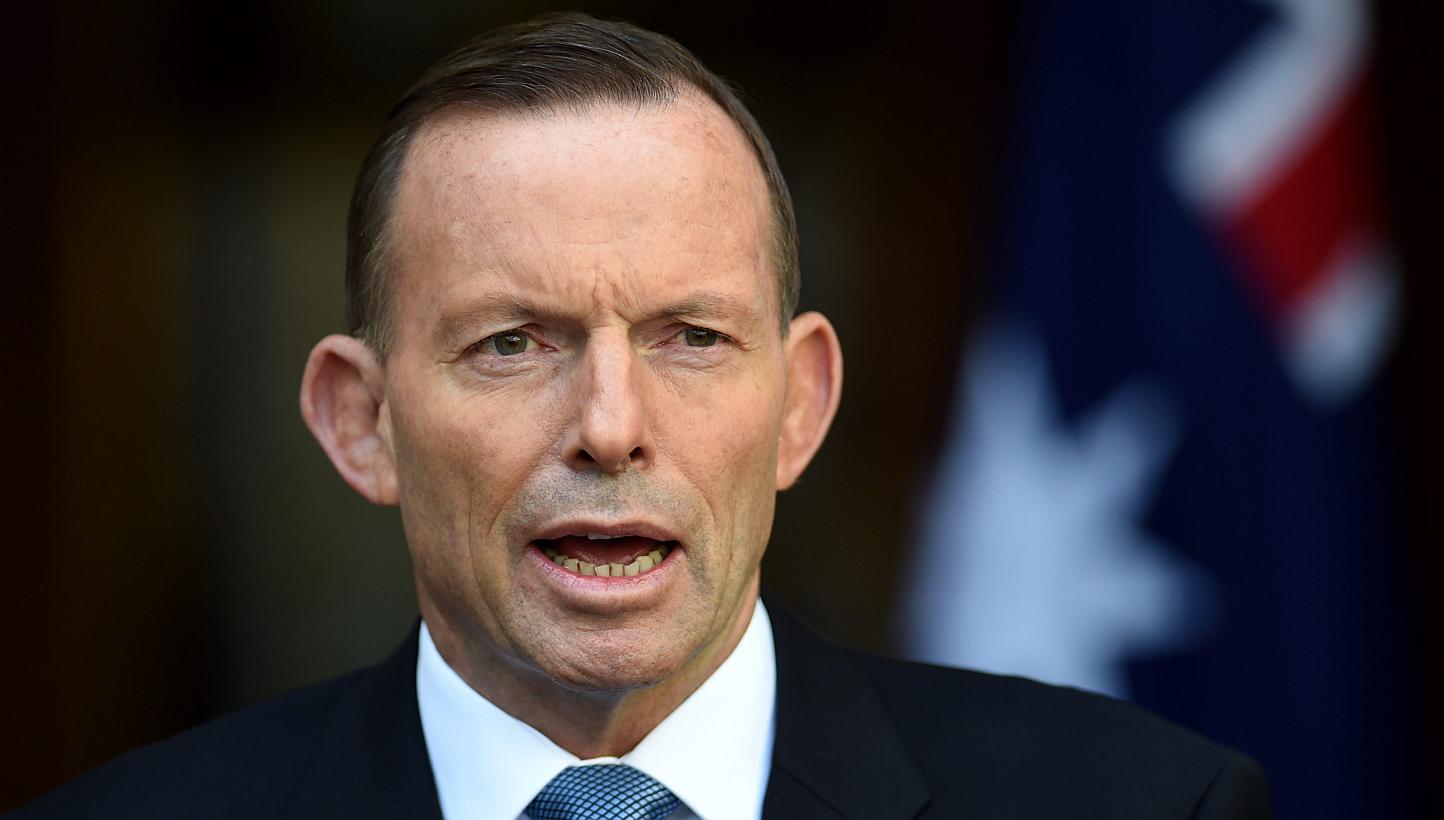 Australia Prime Minister Tony Abbott (above) has promised a "full and frank" debate on gay marriage in reponse to an opposition-backed push for reform, although the issue is not a priority for his conservative government. -- PHOTO: EPA 