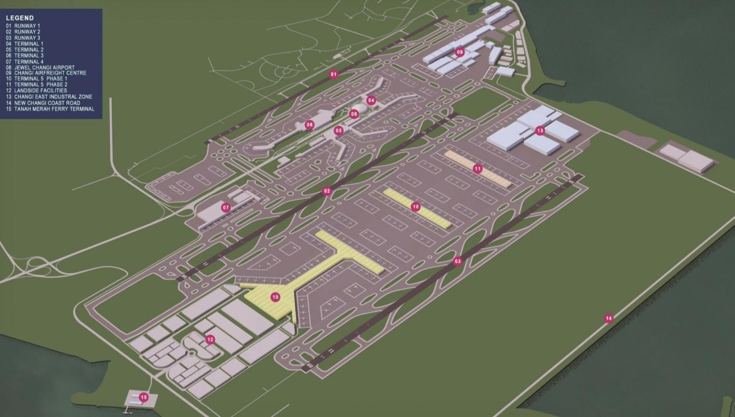 The finalised Terminal 5 Concept Plan. Site surveys, soil investigations and clearance works have been done and the team is now focused on ground improvement works. -- PHOTO: MINISTRY OF TRANSPORT&nbsp;