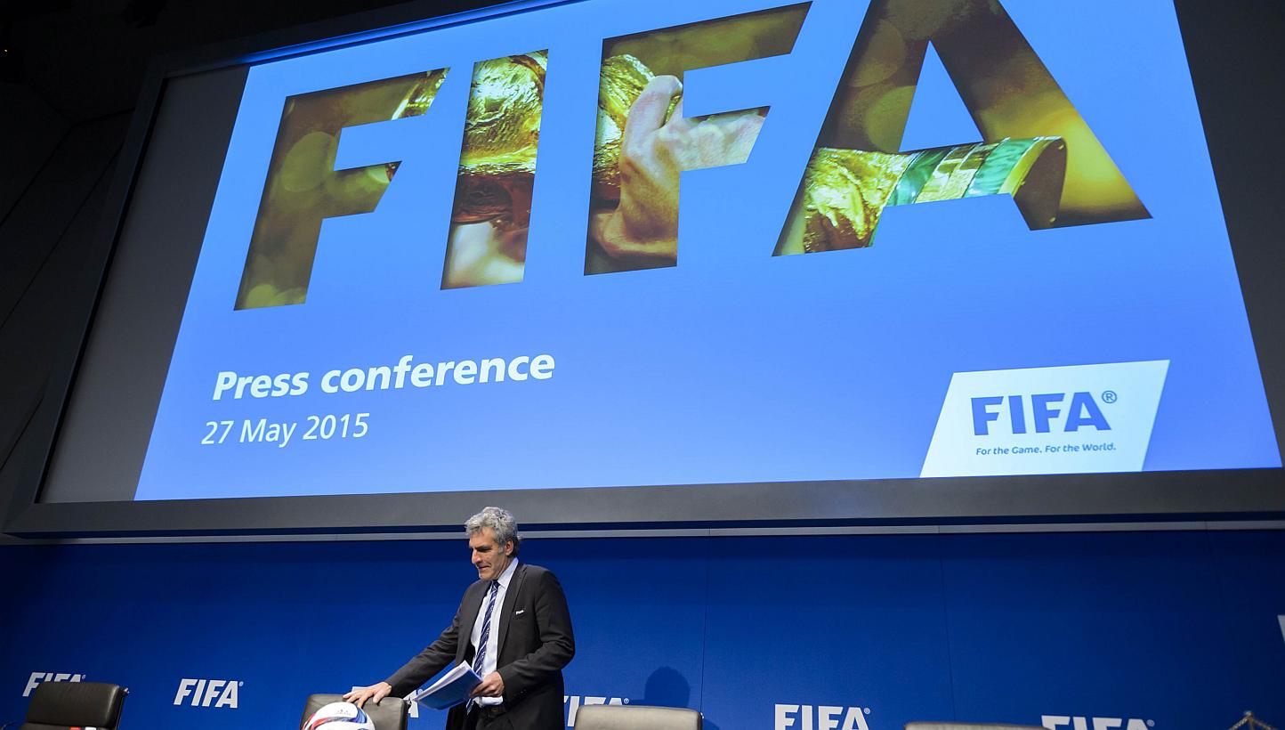 Fifa spokesman Walter De Gregorio arriving to give a press conference at the Fifa headquarters, on May 27, 2015 in Zurich. -- PHOTO: AFP