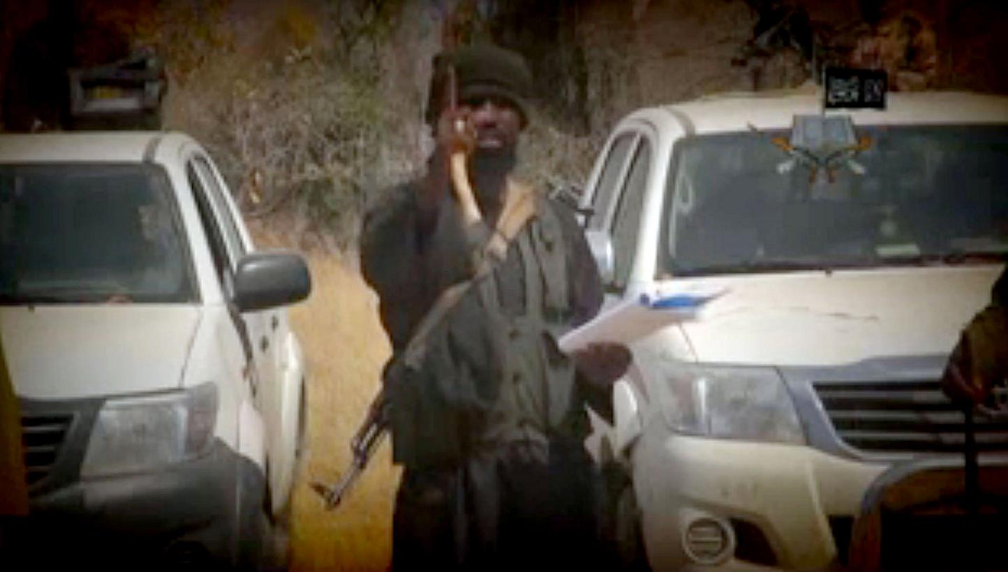 In this screen grab image taken on February 9, 2015 from a video made available by Islamist group Boko Haram, leader Abubakar Shekau makes a statement at an undisclosed location. A Spanish High Court judge agreed on Thursday to hear a lawsuit against