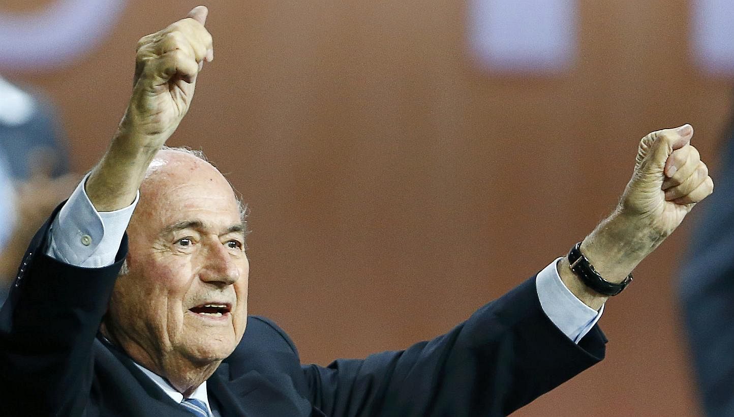 FIFA President Sepp Blatter reacts after he was re-elected at the 65th FIFA Congress in Zurich, Switzerland, on May 29, 2015. -- PHOTO: REUTERS