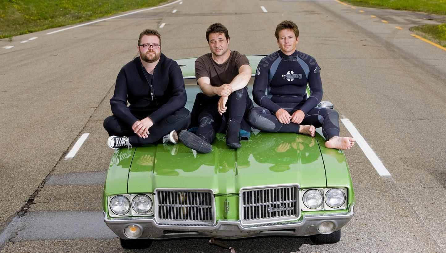 Top Gear USA co-hosts (from far left) Rutledge Wood, Adam Ferrara and Tanner Foust.