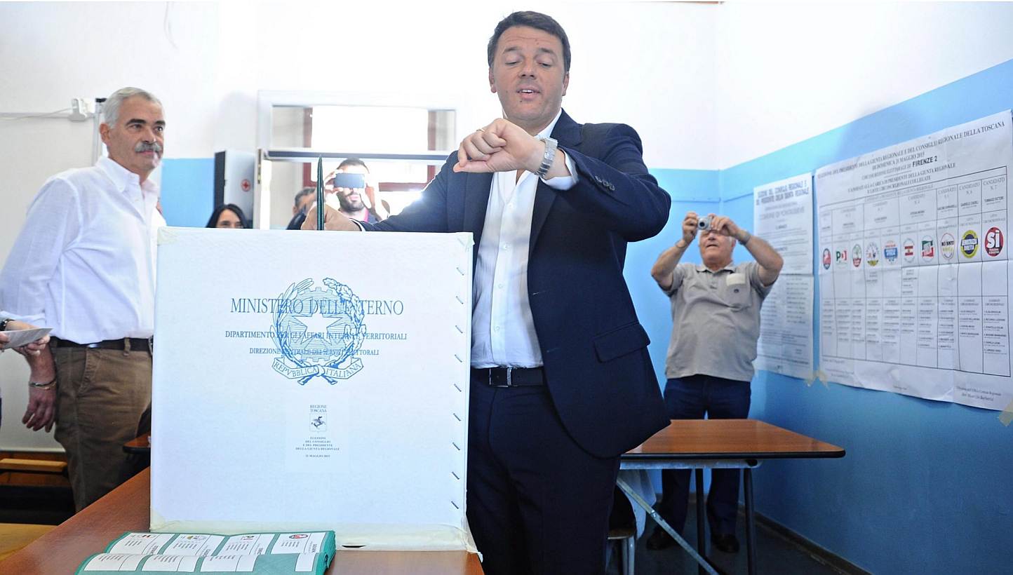 Italian Premier Matteo Renzi casts his ballot at a polling station in Pontassieve, near Florence, Italy, on May 31, 2015.&nbsp;Mr Renzi was left licking his wounds on Monday, June 1, after suffering a setback in regional elections which saw both the 