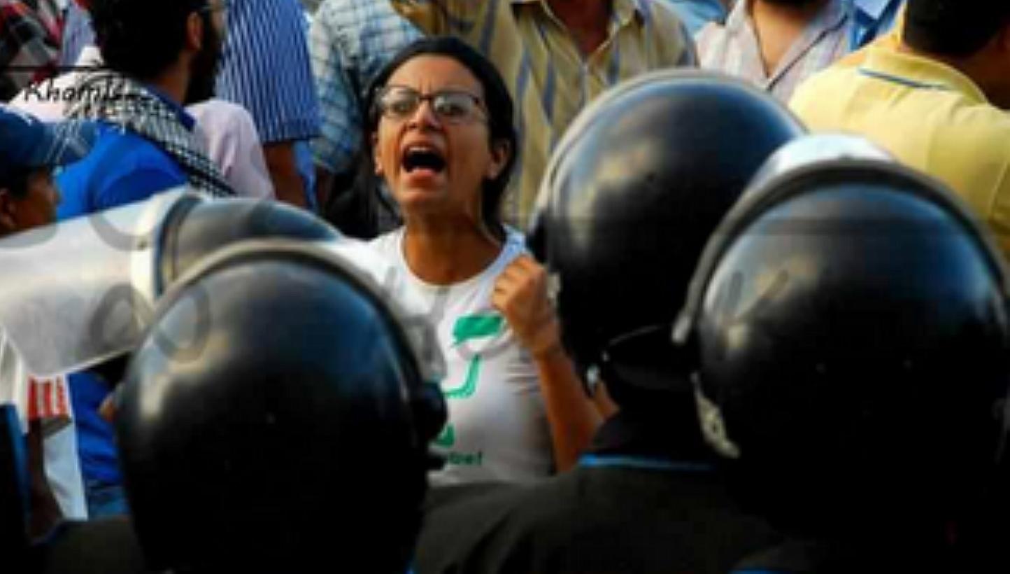 Egyptian activitst and award winning lawyer Mahienour el-Massry at an unidentified protest in Cairo. -- PHOTO: FACEBOOK