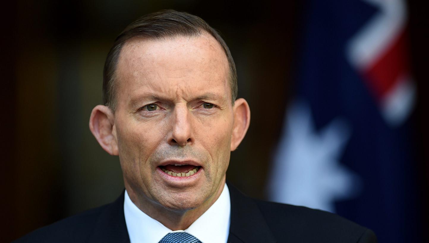 Australian Prime Minister Tony Abbott has reprimanded his ministers after proposals made during Cabinet discussions were leaked to the media before he announced it. -- PHOTO: EPA&nbsp;