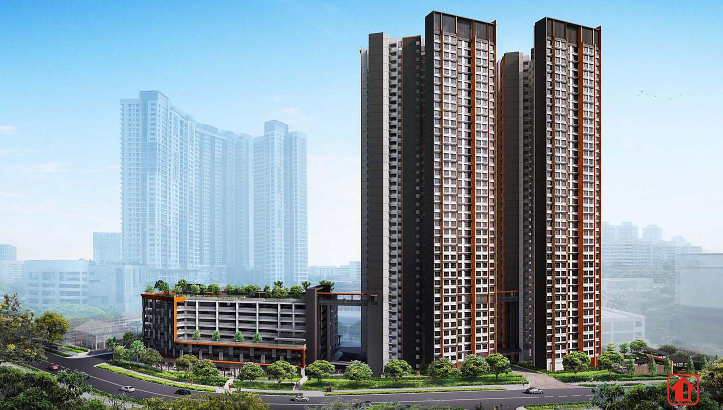 An artist's impression of Clementi Crest. Five-room units in the new Build-to-Order project drew the highest demand yesterday. They had an application rate of 13.1, with 2,047 buyers vying for just 156 units. -- PHOTO: HDB 