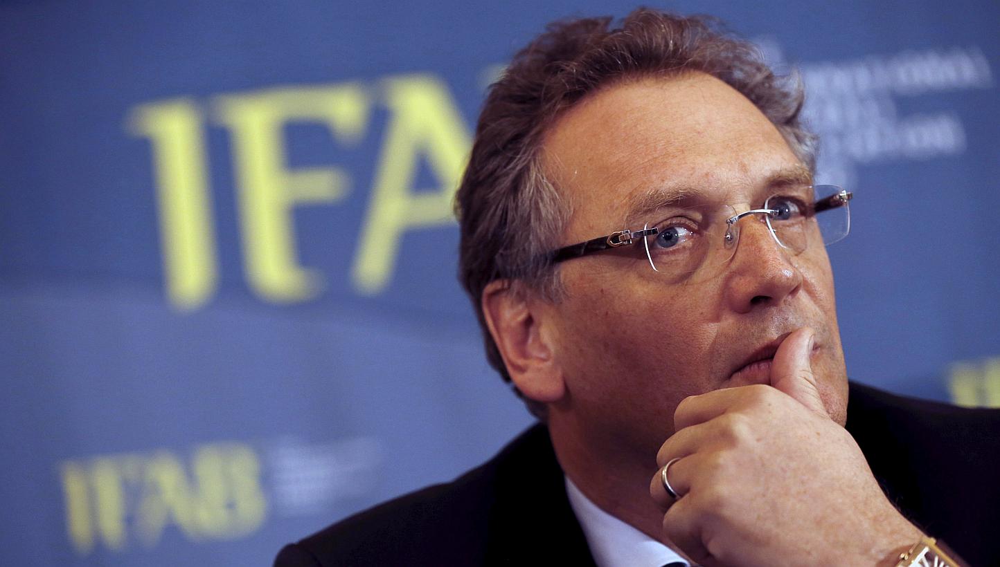 Fifa secretary general Jerome Valcke takes part in the Annual General Meeting (AGM) of the International Football Association Board (IFAB) being held in the Culloden Hotel near Belfast, Northern Ireland, on Feb 28, 2015. -- PHOTO: REUTERS