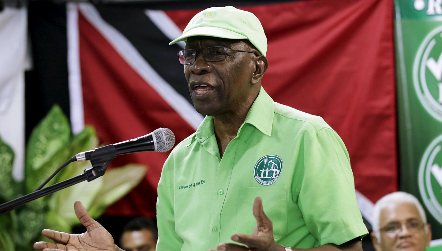 Former Fifa Vice-President Jack Warner addresses the audience during a meeting of his Independent Liberal Party in Marabella, South Trinidad, on June 3, 2015. -- PHOTO: REUTERS