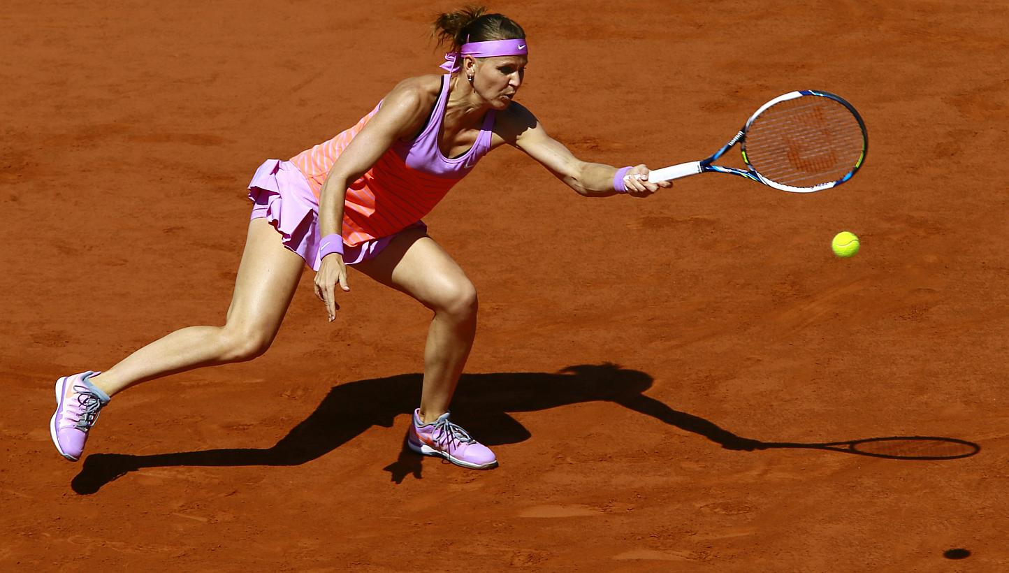 Lucie Safarova in action against Ana Ivanovic during the semi-final match at Roland Garros in Paris on June 4, 2015. -- PHOTO: EPA