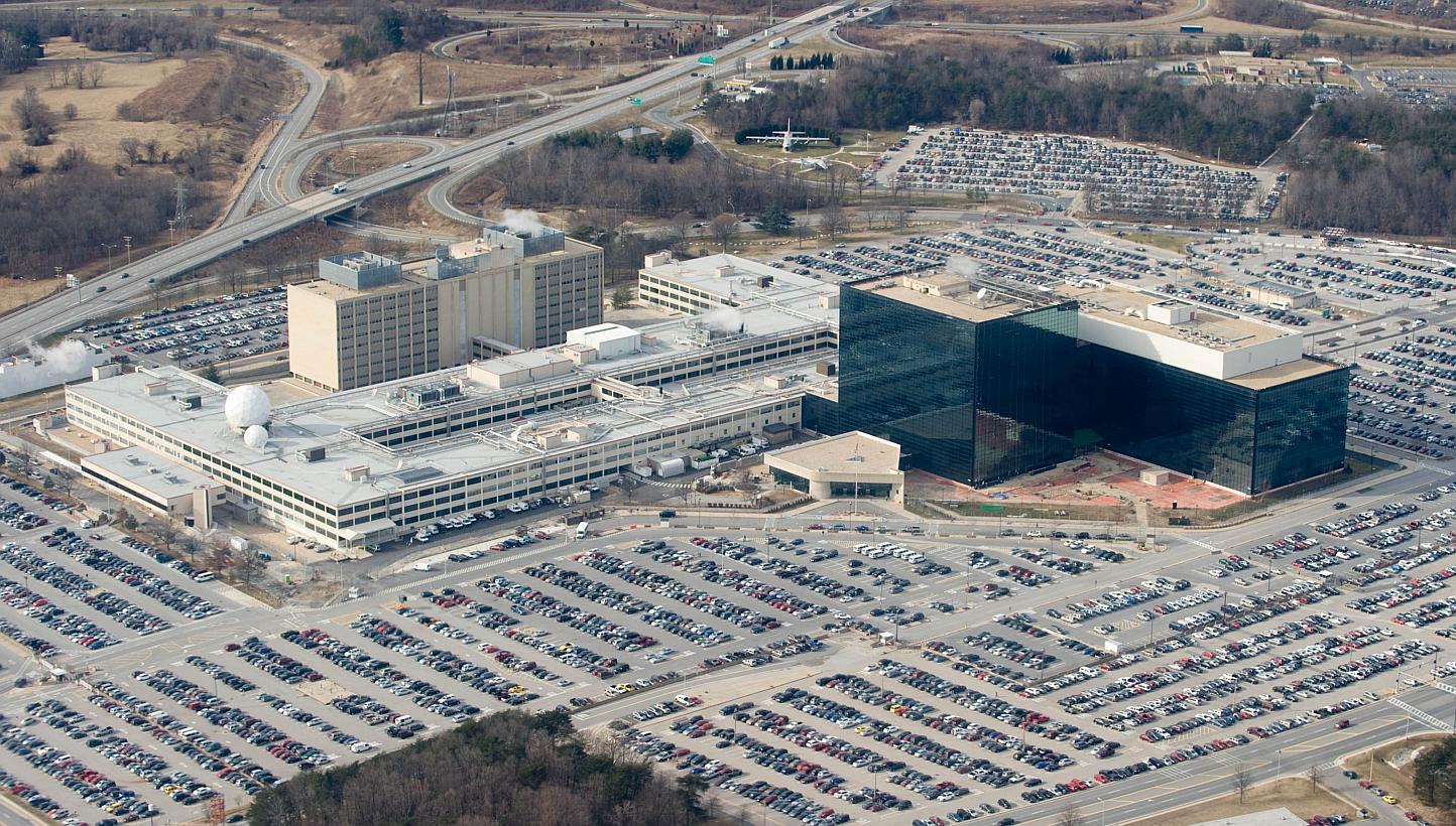 The National Security Agency (NSA) headquarters at Fort Meade, Maryland, in 2010. Documents leaked by Edward Snowden show that the US has widened the NSA's warrantless surveillance of Americans' international Internet traffic in the hunt for hackers.