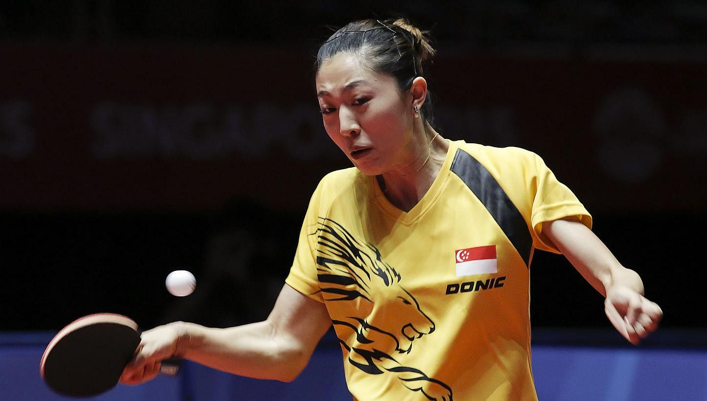 Led by Yu Mengyu (above), Singapore's female paddlers Lin Ye and Zhou Yihan cruised through the first round of the SEA Games table tennis event with a 3-0 win over Laos on June 6, 2015. -- PHOTO: REUTERS&nbsp;