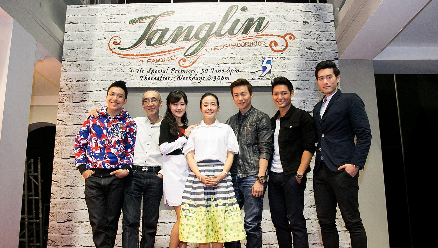 (From left) The Tong family: Charlie Goh, Laurence Pang, Jae Liew, Wee Soon Hui, Nat Ho, Darryl Yong and James Seah. -- PHOTO: CHANNEL 5 