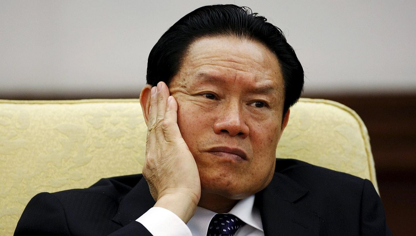 Former Chinese security chief Zhou Yongkang was sentenced on Thursday to life in prison on charges of bribery, abuse of power and leaking state secrets. -- PHOTO: REUTERS&nbsp;