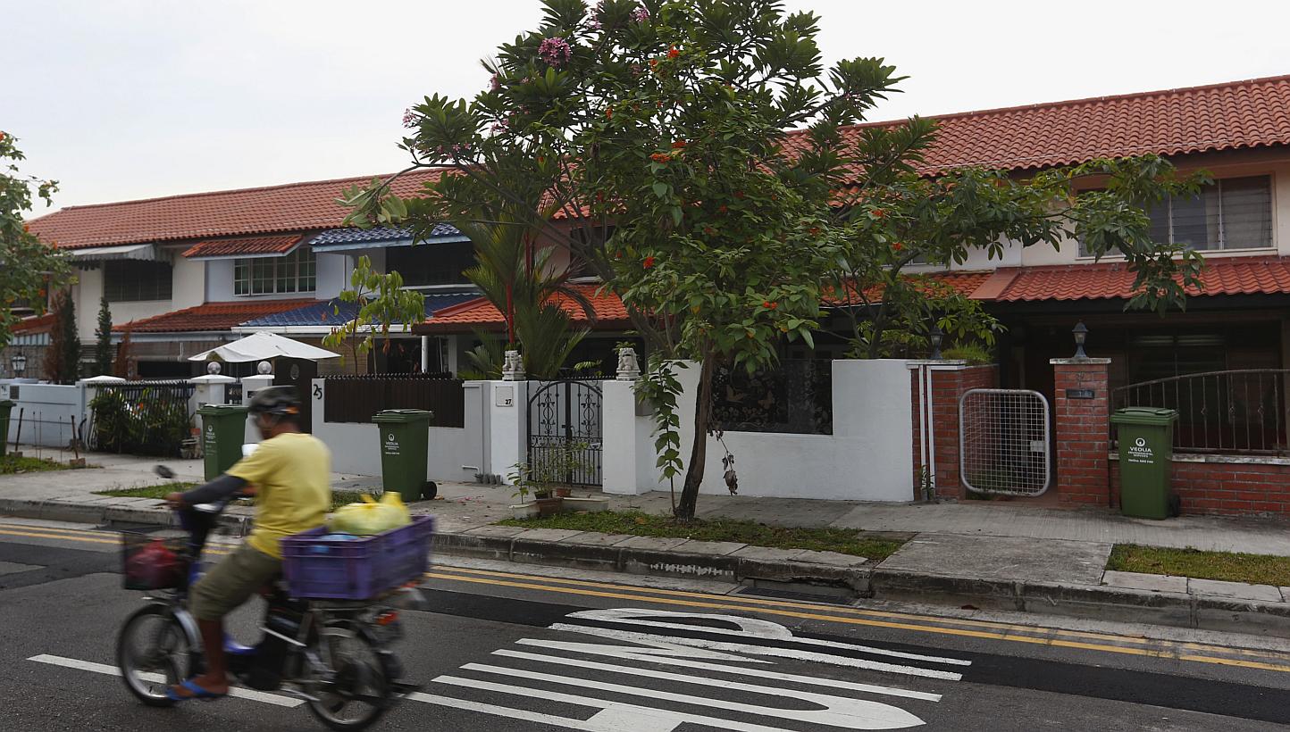A two-storey unit in Jalan Bahagia (above) went for about $370 psf, while prices for private landed terraced houses nearby have exceeded $2,200 psf this year. In all, 285 such "landed public homes" were built by the Singapore Improvement Trust, HDB's