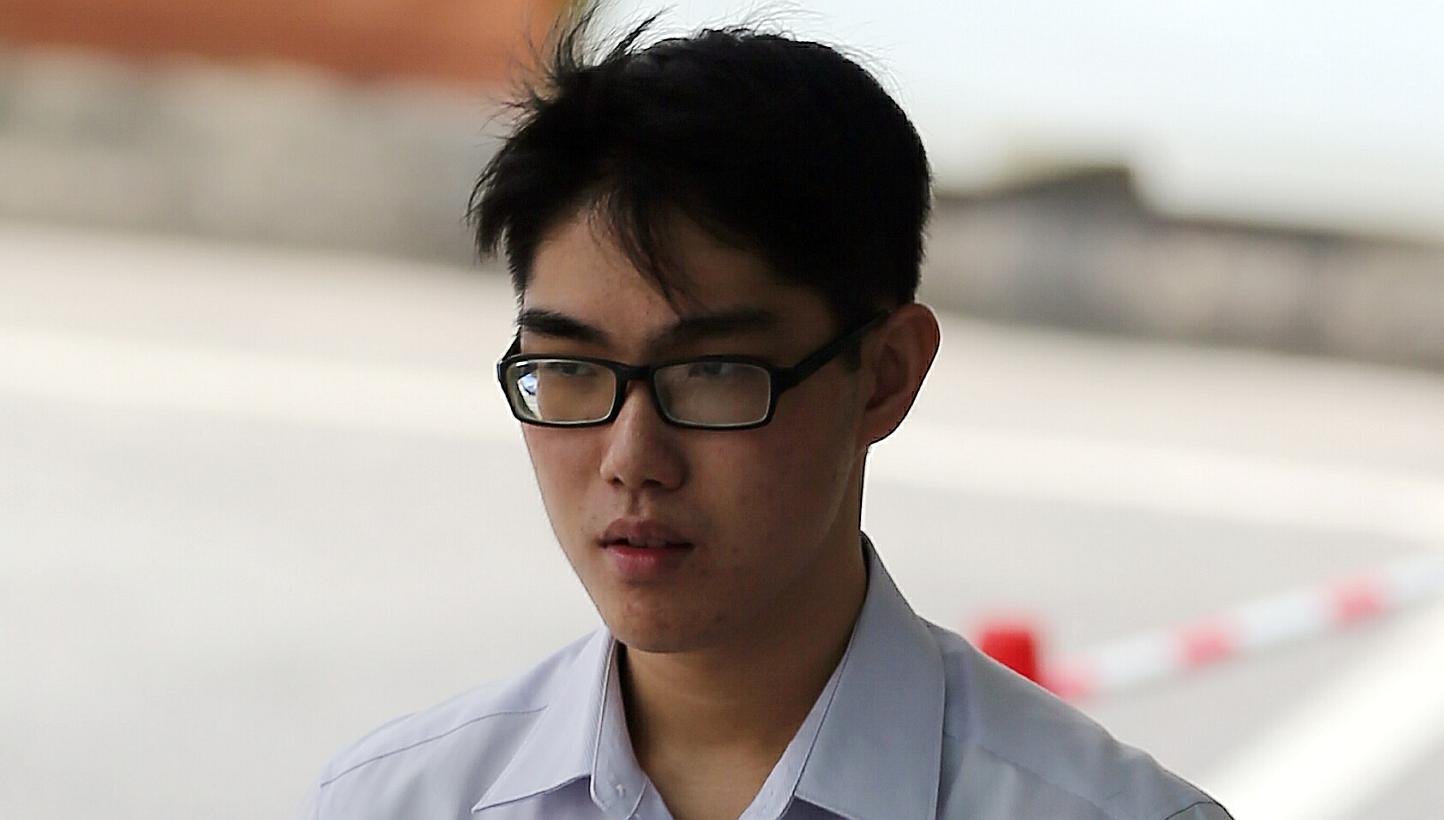 Gan Wey Ian, 20, was placed on 15 months' probation on Friday for taking an upskirt video of a woman and having more than 1,100 obscene films stored in his cellphone and laptop. -- ST PHOTO: WONG KWAI CHOW