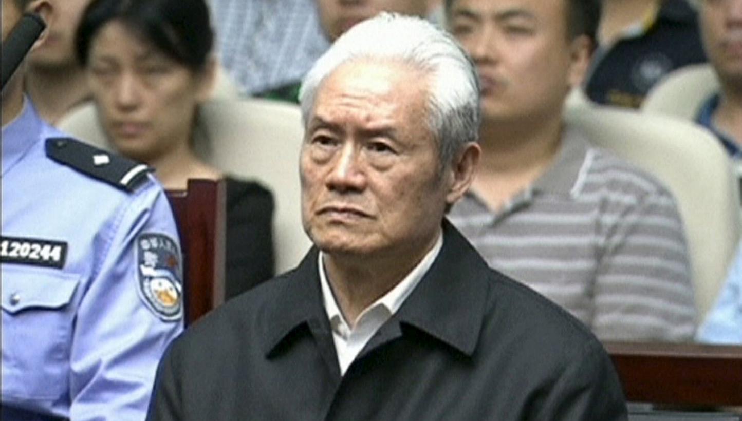 Zhou Yongkang, China's former domestic security chief, attends his sentence hearing in a court in Tianjin, China, in this still image taken from video provided by China Central Television and shot on June 11, 2015. -- PHOTO: REUTERS