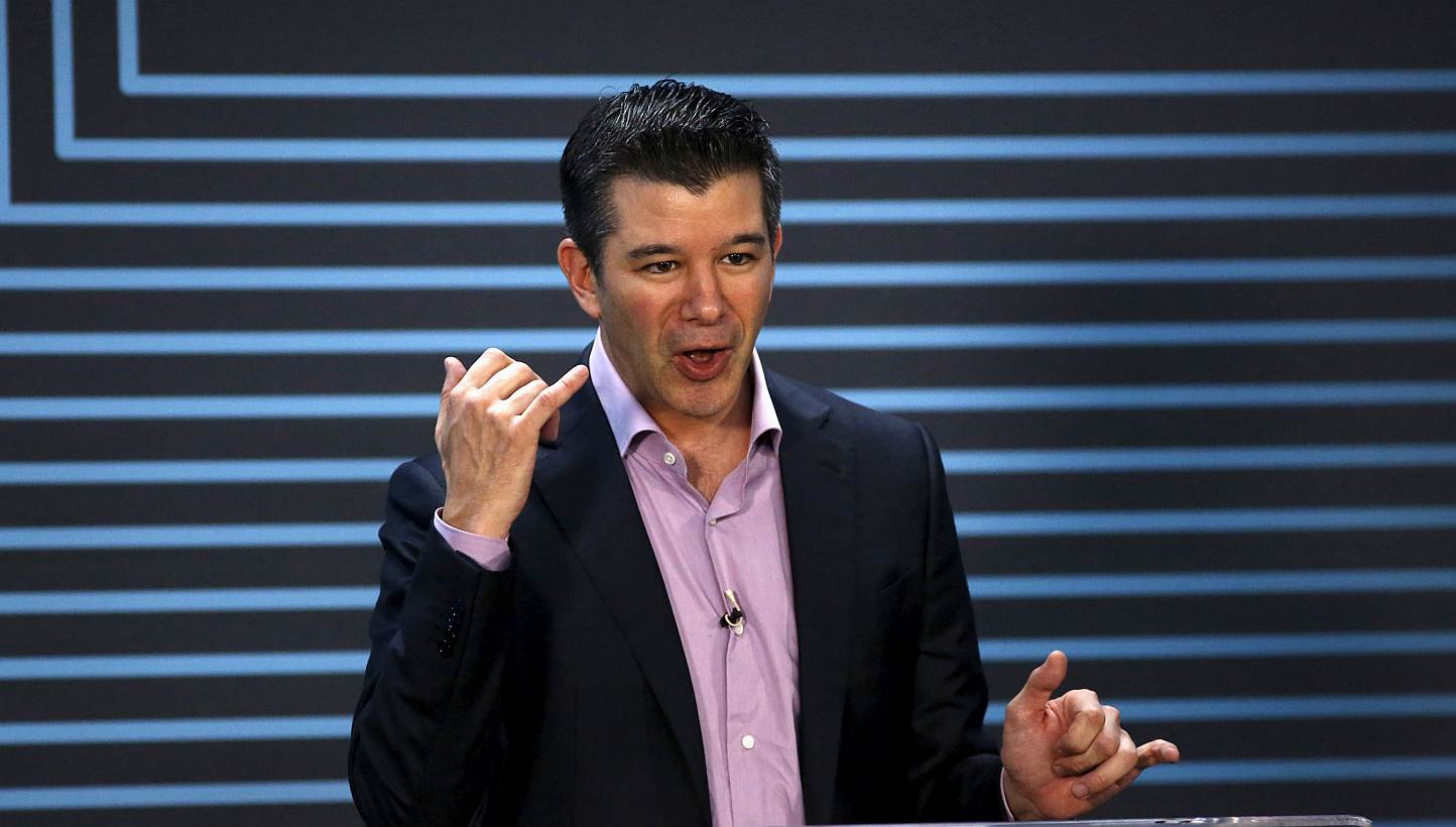 Uber CEO Travis Kalanick addressing employees and drivers at the company's five-year anniversary celebration in San Francisco, California on June 3, 2015.  -- PHOTO: REUTERS