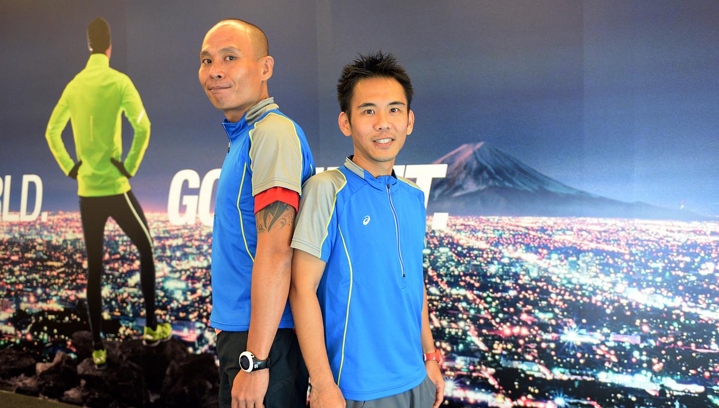 Former commando Winston Ng (left) and Mr Andy Neo, both Singaporeans, will be in the Asia-Pacific team for the 148km relay run at Mont Blanc.
